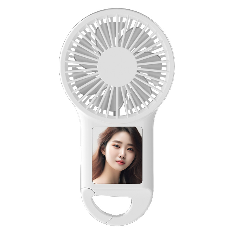 Outdoor makeup mirror hook silent fan USB charging handheld high-speed small fan colorful LED light mini fan