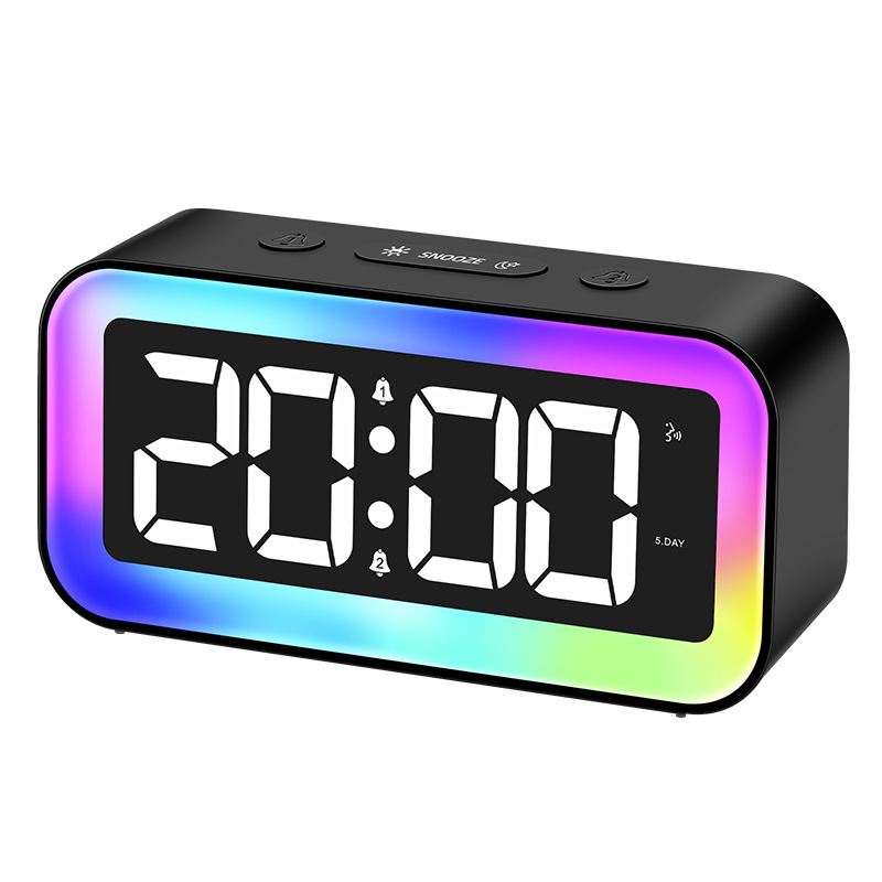 Patent New RGB Colorful Clock Marquee Light Multicolor Electronic Clock Color-Changing Alarm Clock Colorful Font