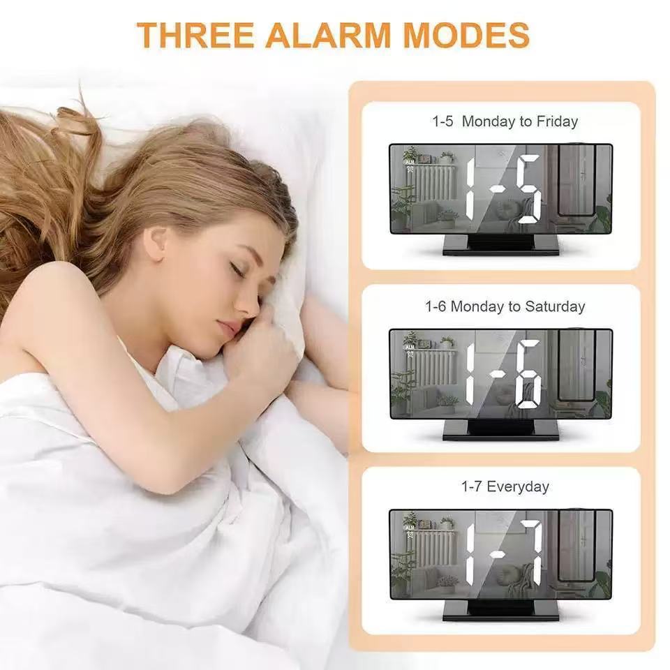 Color Screen New Digital Projection Clock LED Multifunctional Desktop Mirror Electronic Alarm Clock Large Screen Projection Wall Clock