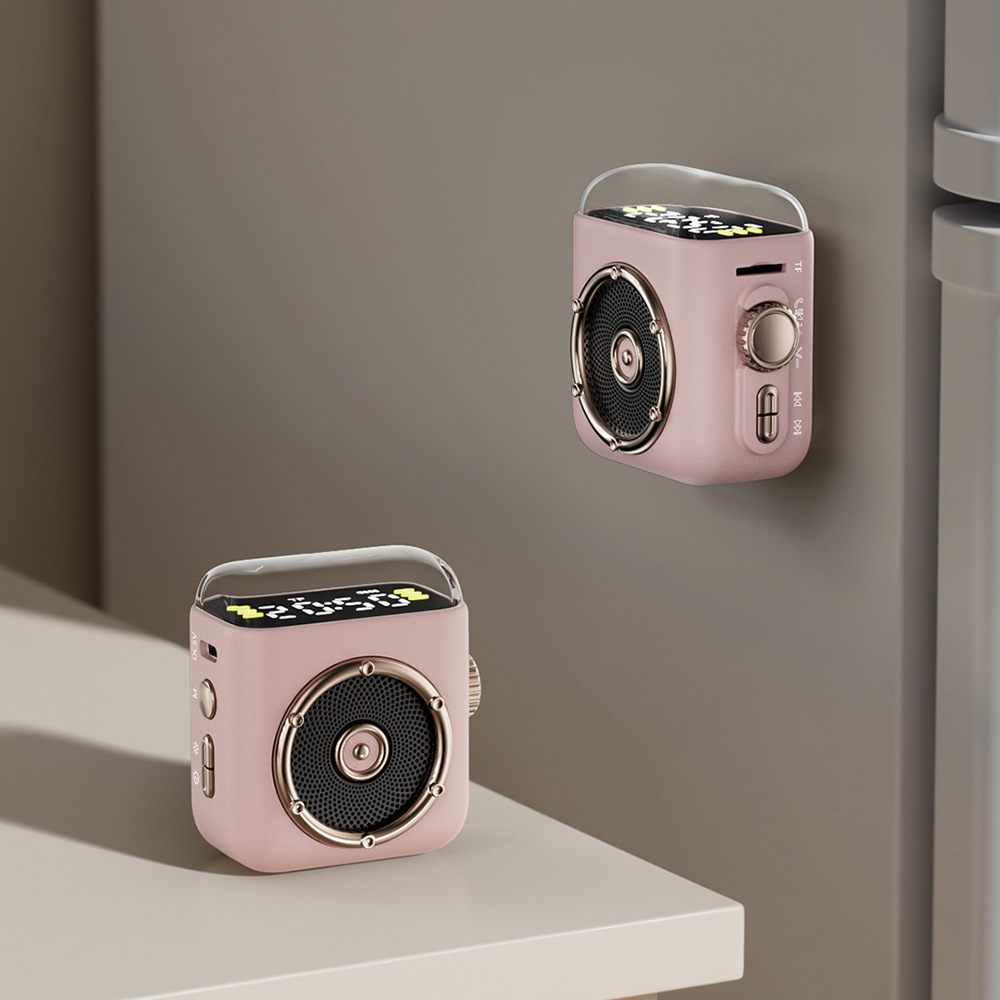 New P6 Wireless Bluetooth Small Speaker Magnetic Clip Clock Display Speaker Gift Speaker Print LOGO