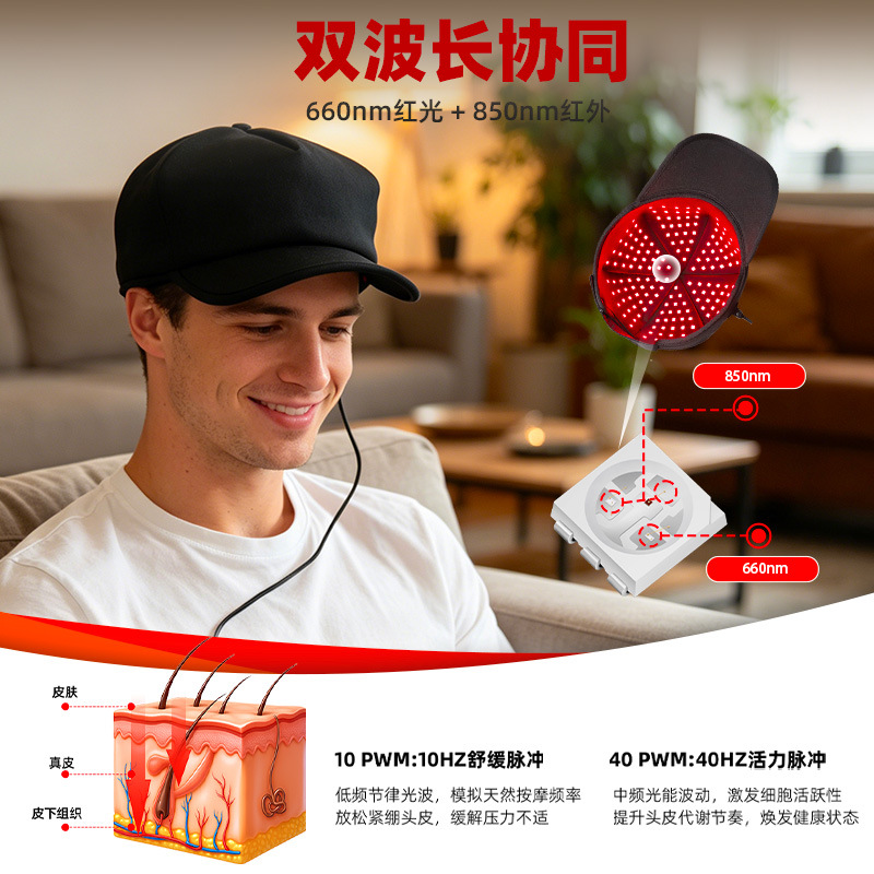 Red Light Hair Care Cap Oil Control Hair Care Device Hair Growth Cap Hair Health Anti-Hair Loss Follicle Care Hair Care Helmet