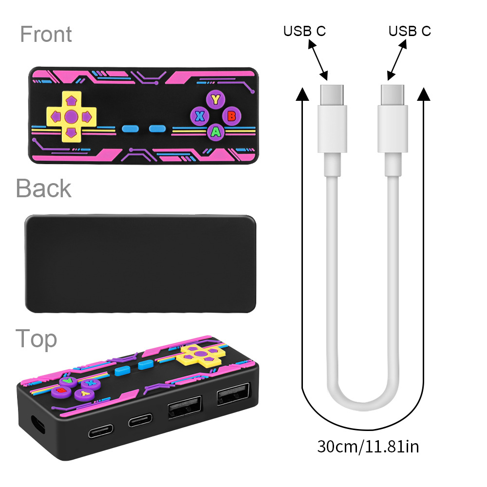 Cyberpunk Style Hub 4-in-1 Docking Station Cool Splitter Multi-function U Disk Hard Drive Converter