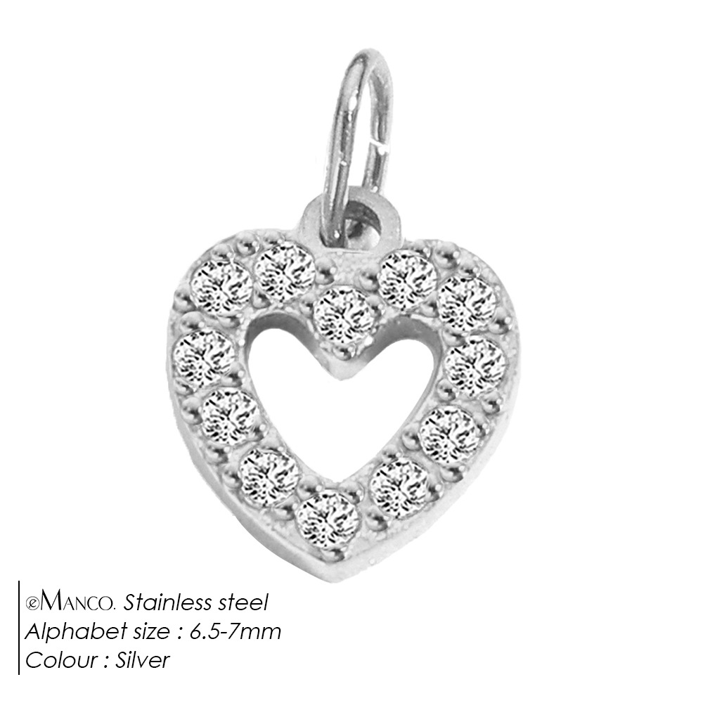eManco Full Diamond Stainless Steel Jewelry Accessories Letter Single Pendant DIY Zircon Necklace Bracelet Charm