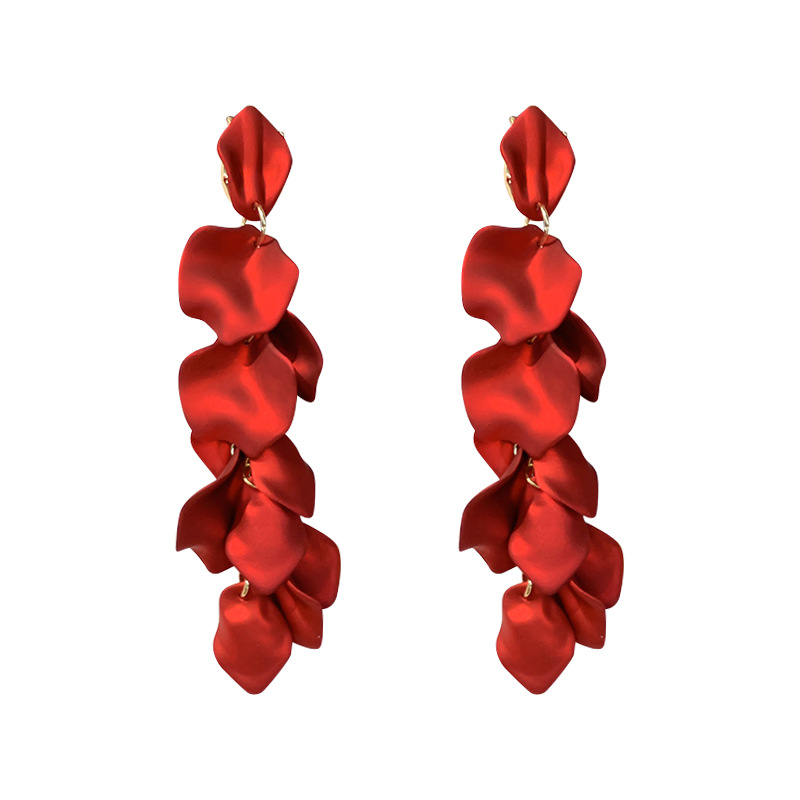 Rose Petal Long Tassel Earrings Elegant Eco-Friendly Earrings for Women