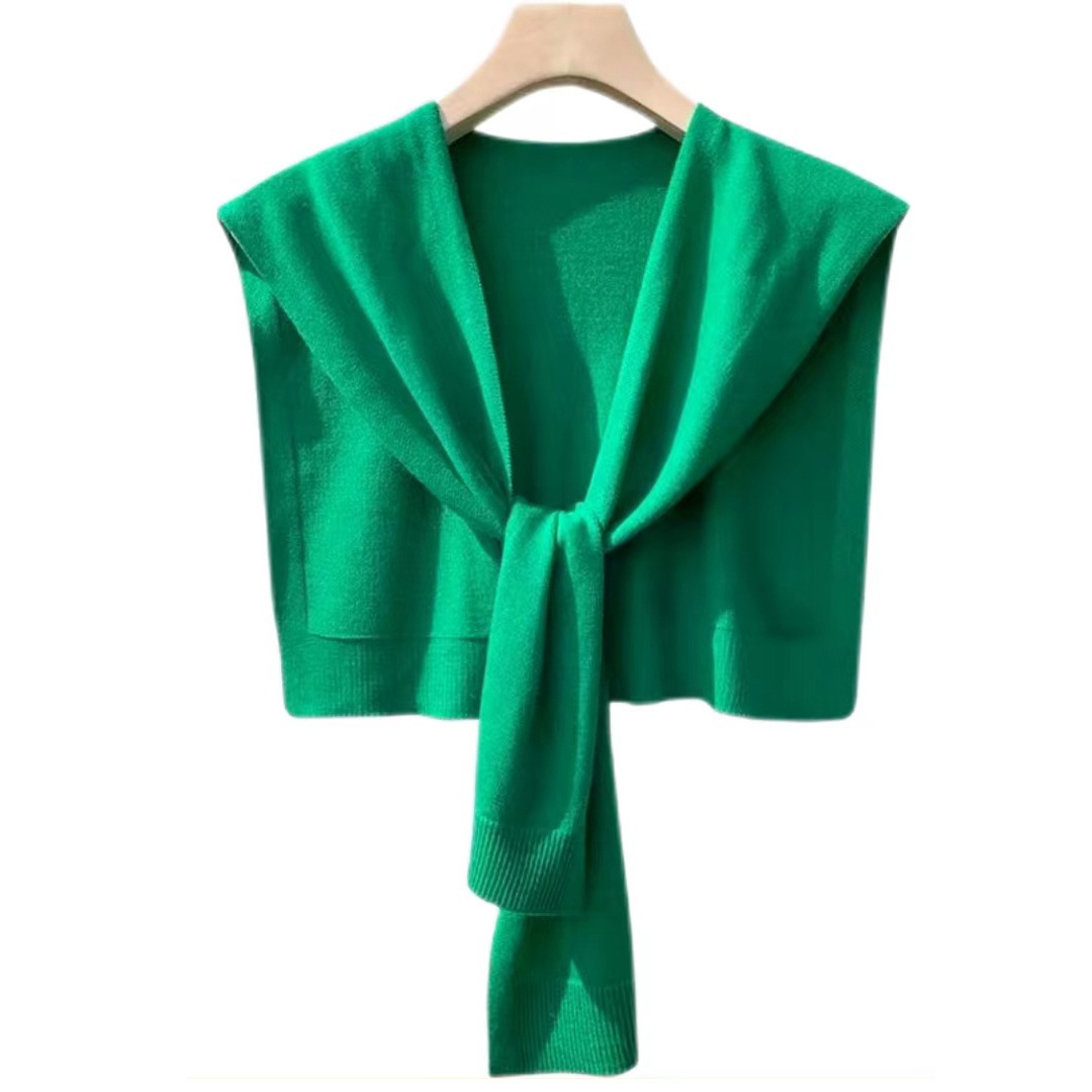 Air-conditioned room shoulder and neck protection striped shawl outer cardigan knitted small cape fake collar shawl