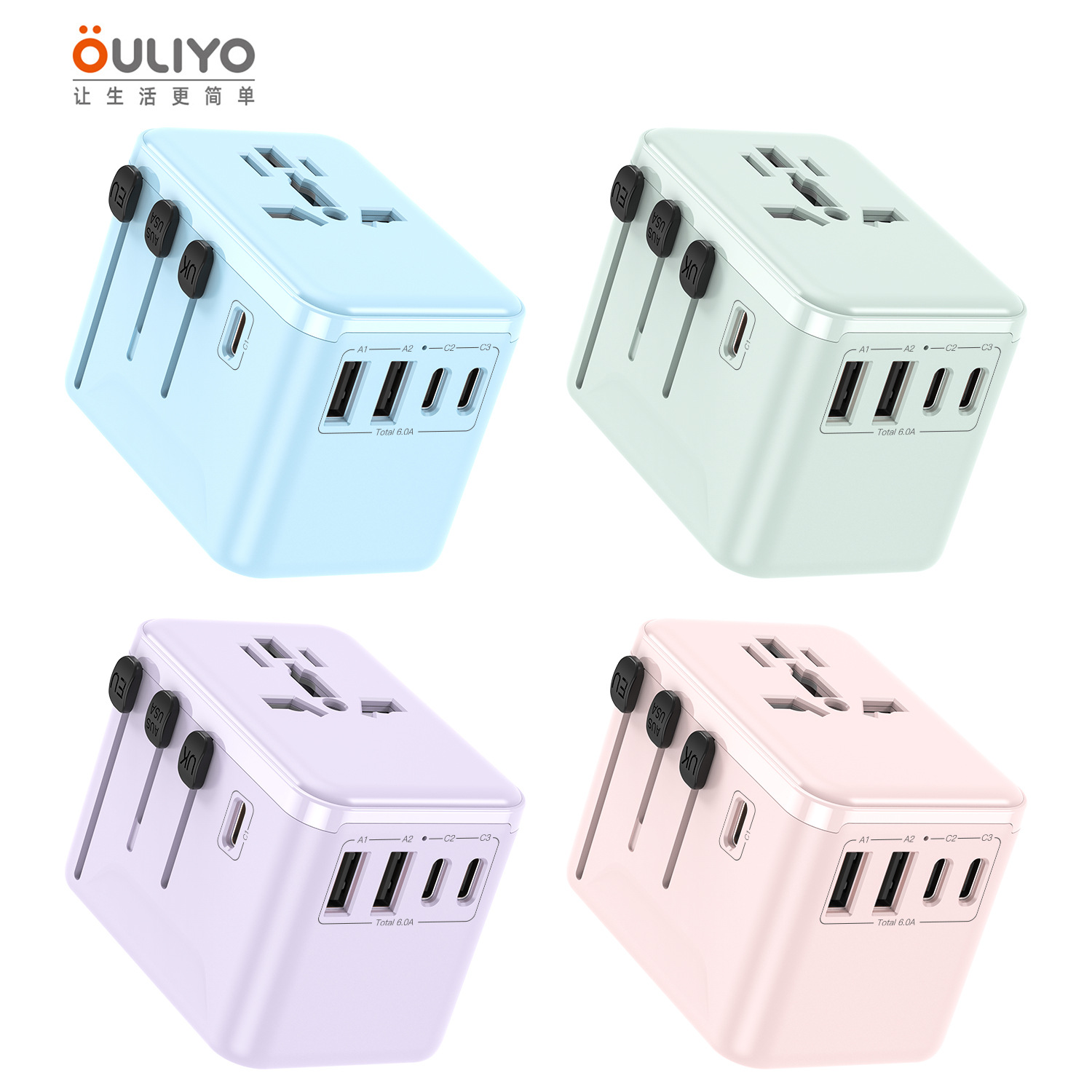Multifunctional Universal Travel Adapter 1A1C Fast Charging 2.4A Socket Converter Multi-Country Plug