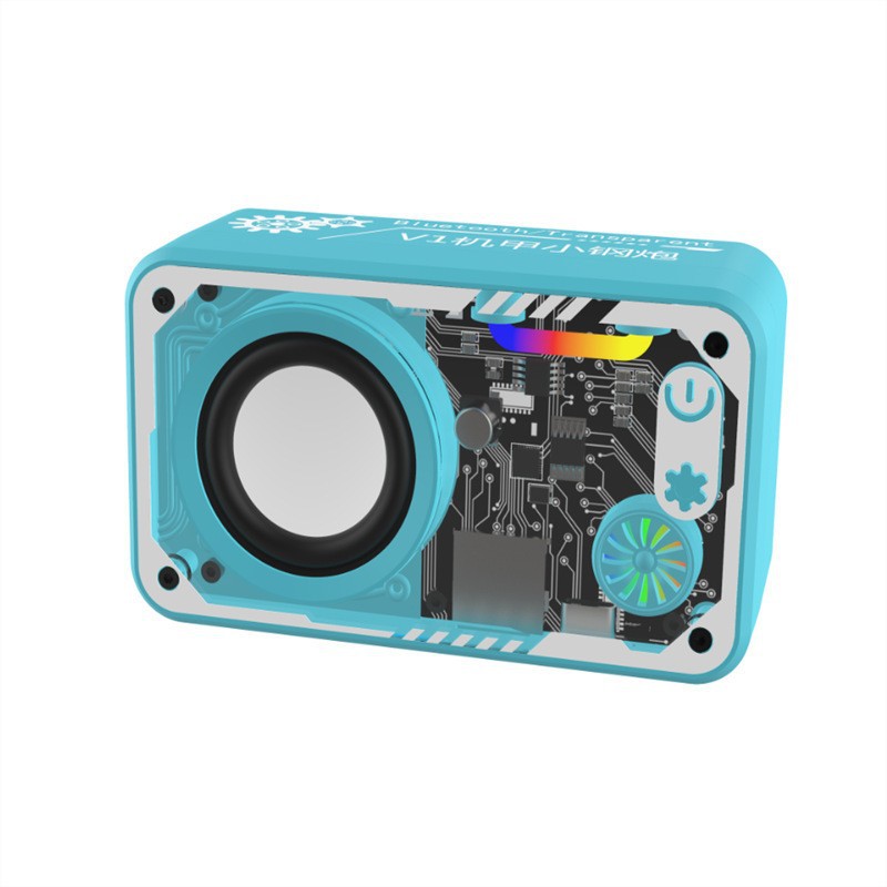 V8V1 Bluetooth speaker transparent mecha colorful subwoofer wireless portable mini desktop speaker