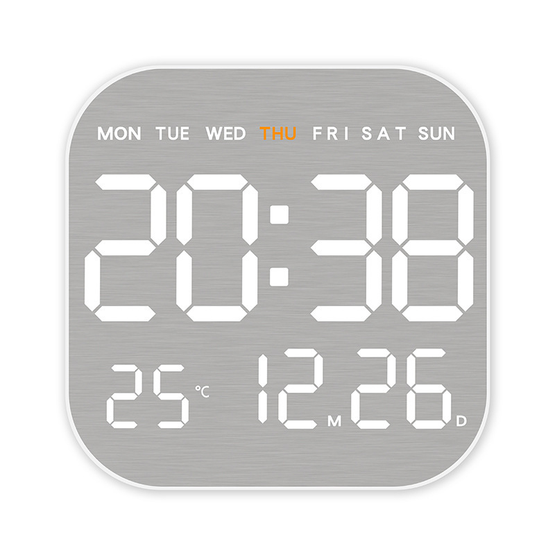 Metal Brushed Feel Wall Clock New Multifunctional Electronic Clock LED Electronic Alarm Clock Simple Alarm Clock