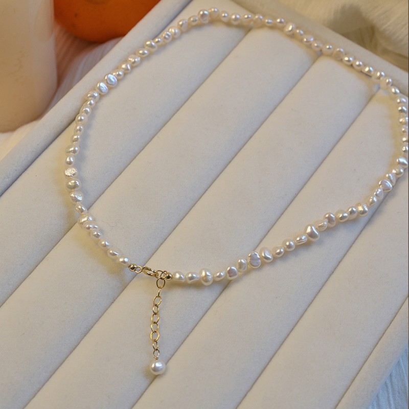 Natural baroque small irregular freshwater pearl necklace for women, elegant collarbone chain, neck chain
