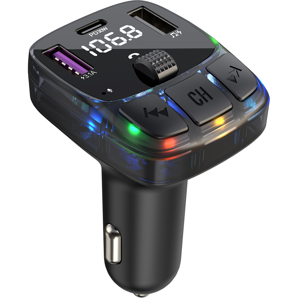 New C57 Car MP3 Player Ambient Light Effect PD30W Fast Charge Bluetooth Hands-free FM Transmitter Car MP3