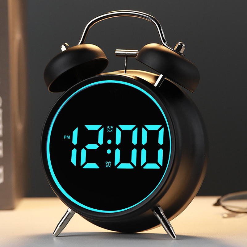 Student special alarm clock super loud volume metal ringing wake-up difficulty multifunctional electronic alarm clock