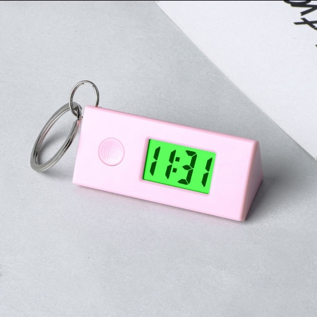 New student children electronic watch male female exam study triangle luminous electronic watch portable backpack keychain