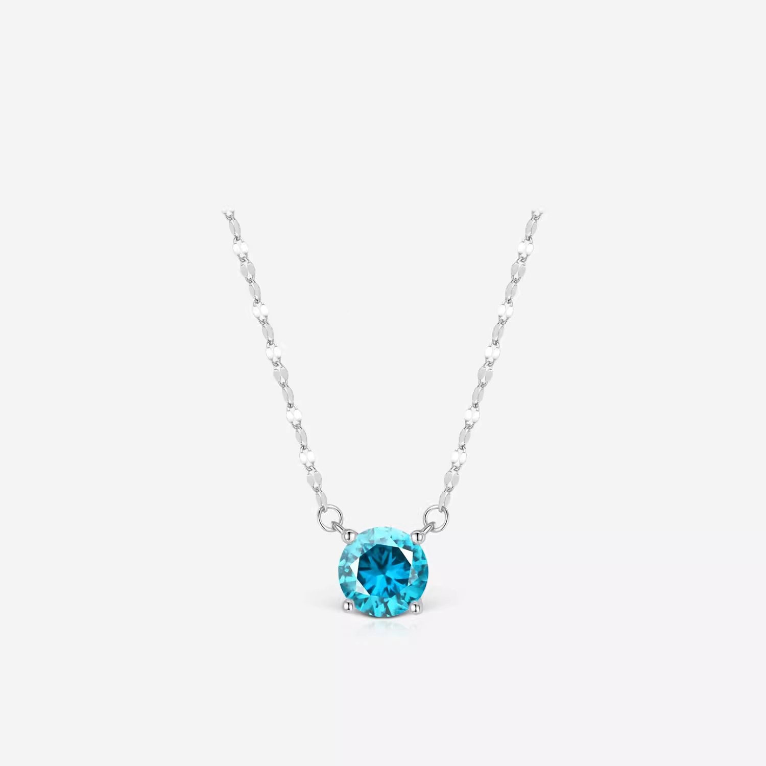 Lip chain nose shit diamond necklace neck drop of tears four-prong mini single diamond sea blue zircon pendant锁骨 chain