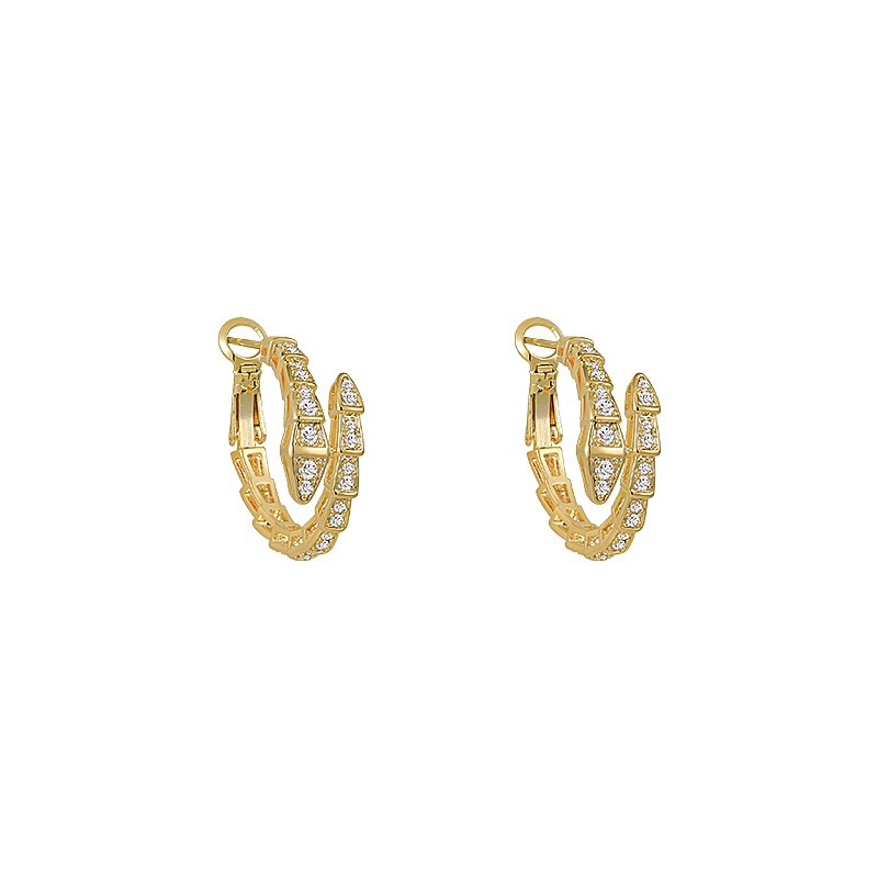 Snake Shape Zircon Earrings Ear Studs 2023 New Earrings for Women