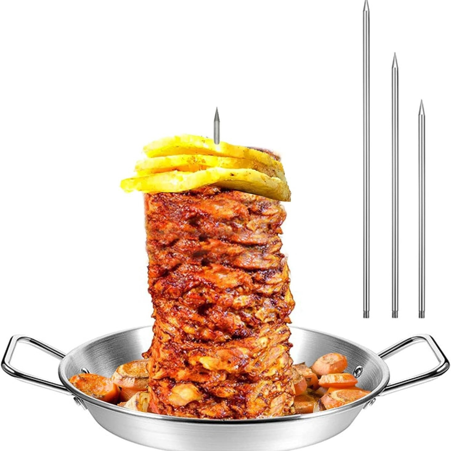 Household Stainless Steel Vertical Screw BBQ Pot Accessories Detachable Roast Chicken Pan Roast Meat Pan Set