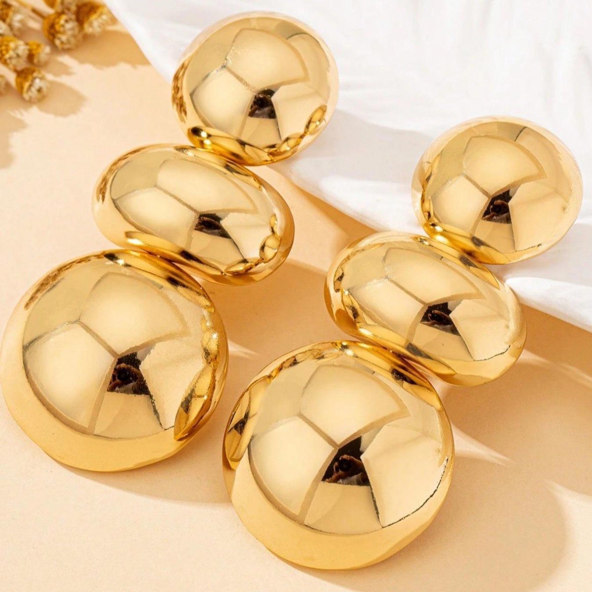 Heavy metal geometric round earrings delicate irregular ear studs