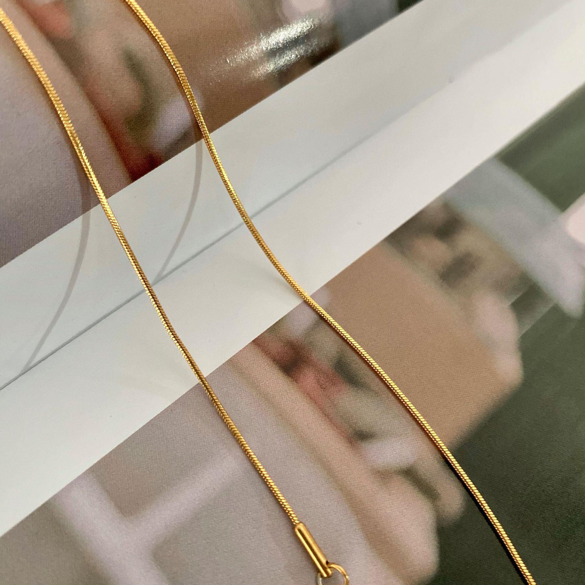 Stainless Steel Simple Mini Thin Round Snake Bone Chain 1MM 2MM Collarbone Chain Women's Matching Chain