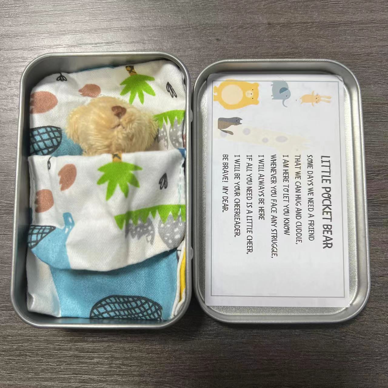 New Teddy Bear in a Tin Box Plush Mini Bear Toy Gift Souvenir
