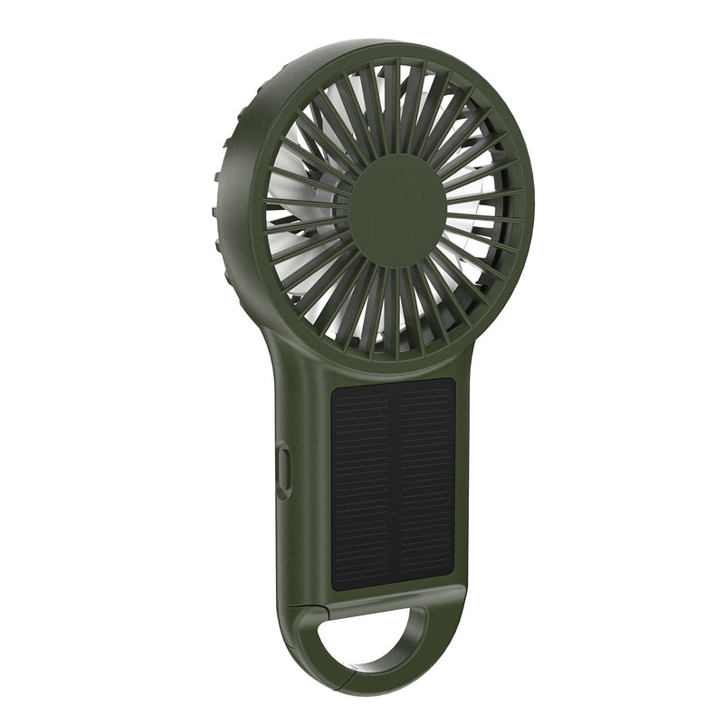 Portable outdoor solar hanging buckle mini small fan backpack登山扣 USB rechargeable handheld high-speed fan
