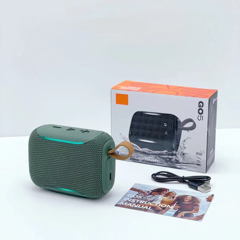 GO5 Bluetooth Speaker TWS Outdoor Home Portable Double-Sided Fabric Net Bass Card Slot Gift Speaker