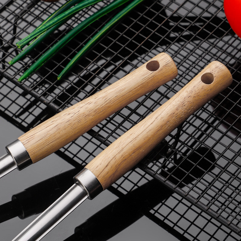 304 stainless steel spatula kitchenware set, high temperature resistant stir-fry spatula, home use, soup spoon, slotted spoon, wooden handle, kitchen supplies