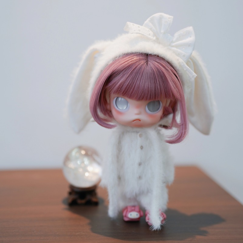 zsiga Gazi doll clothes white rabbit fluffy set outfit change handmade eighth scale movable figure bjd 'Yearning Place'