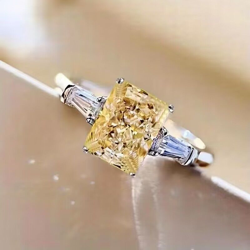 Cao Shi Live New Hand Jewelry Square Pink Zircon Ring for Women Sweet Romantic Wedding Ring