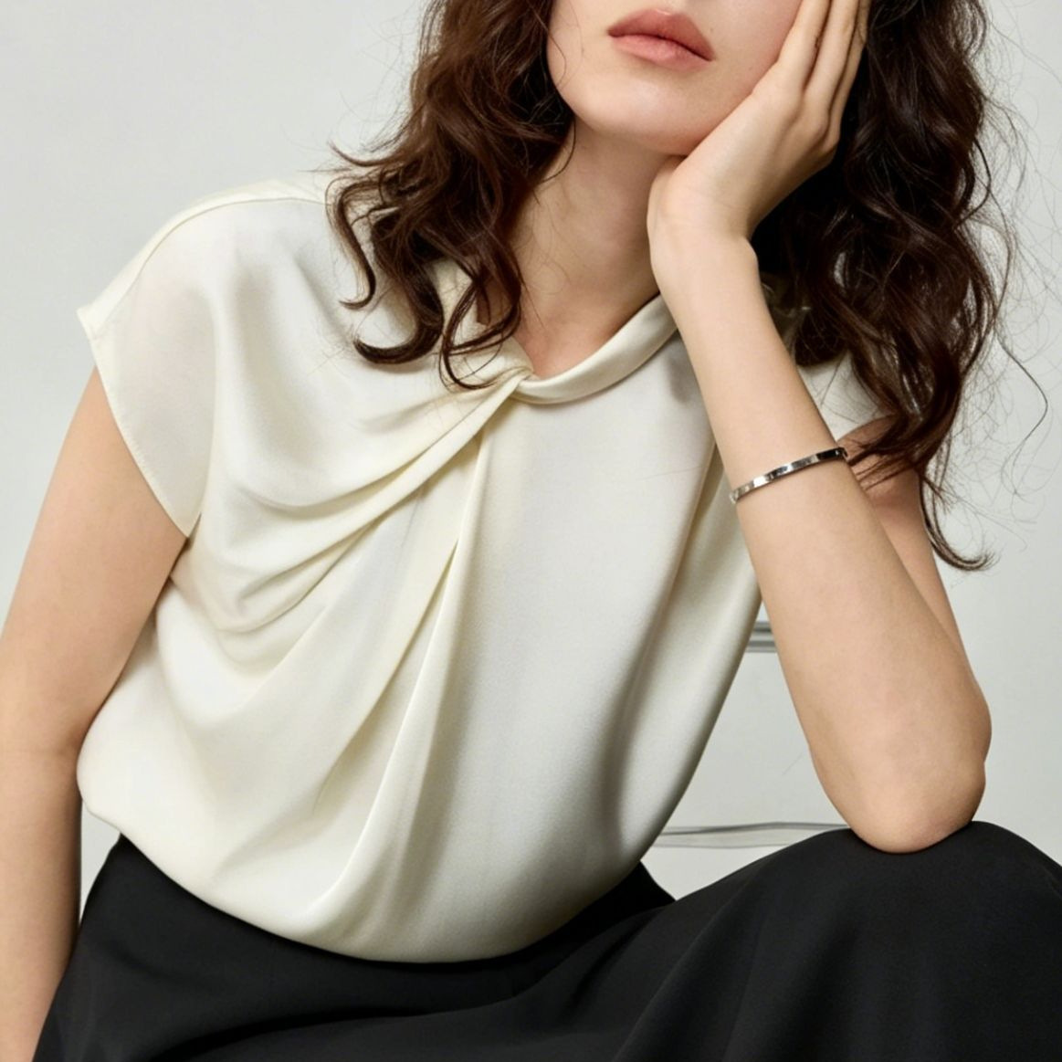 Silk Shirt Women 2026 Summer New S833 Three-Dimensional Pleating Commute Mulberry Silk Short Sleeve