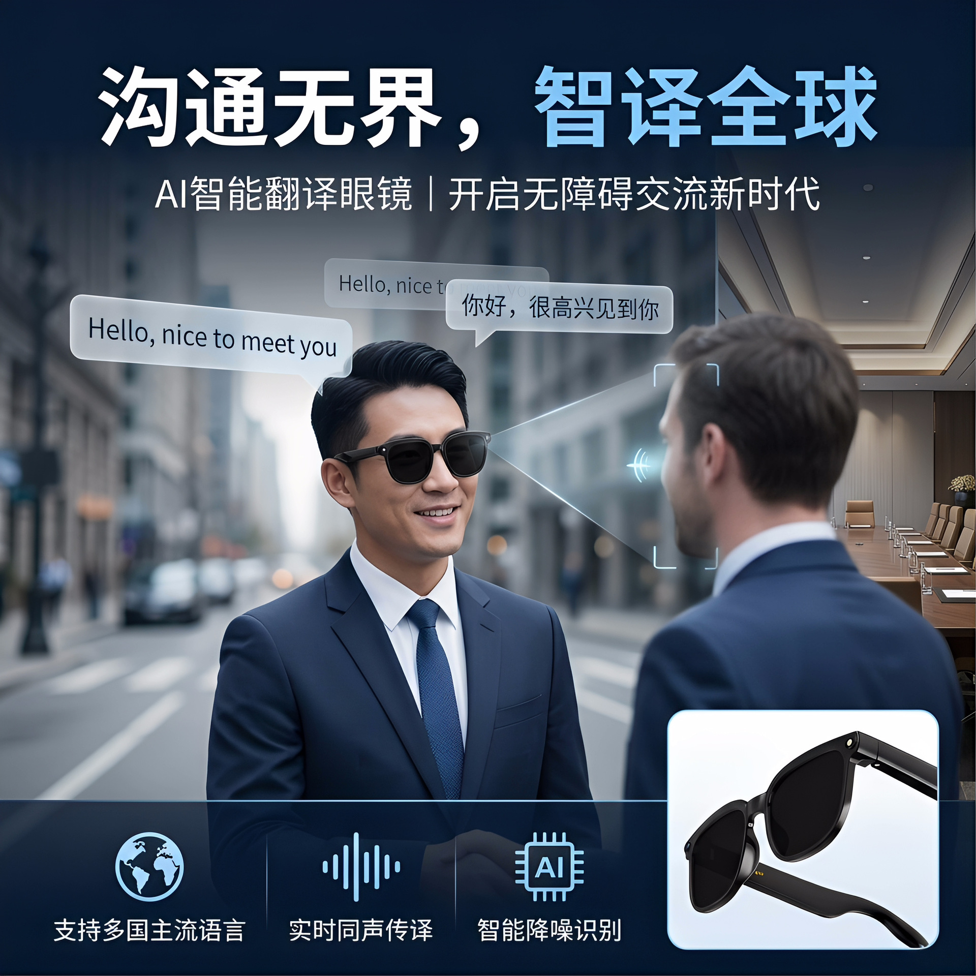 8MP 1080P Smart Camera Bluetooth Glasses Outdoor Sports AI Voice Assistant