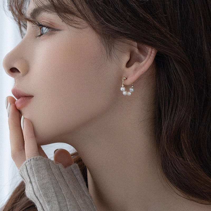 S925 silver needle Baroque freshwater pearl ear studs for women earrings ear drops
