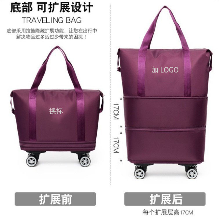 Universal wheel travel bag with wheels, large capacity bag for women, foldable trolley bag, shopping storage bag