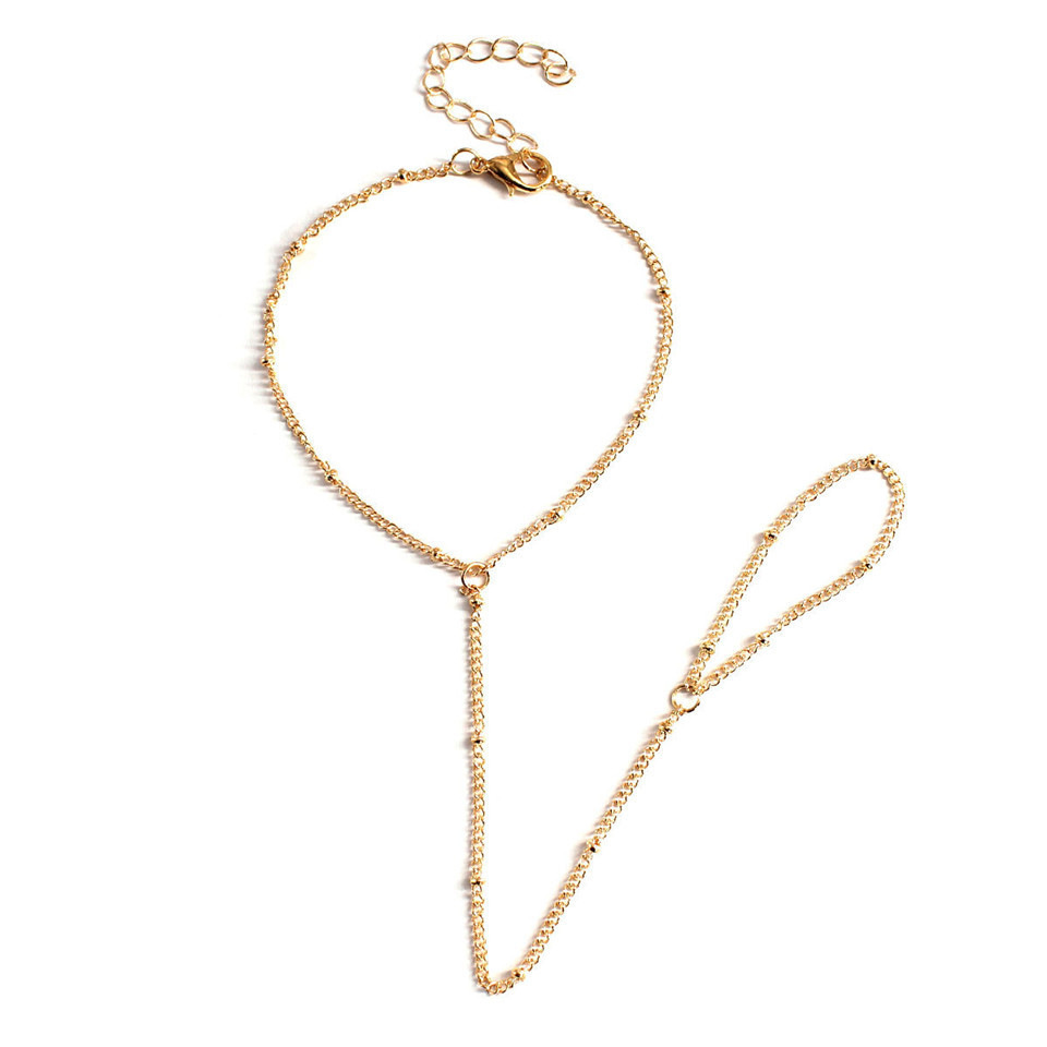 Ethnic Style Rhinestone Connected Finger Chain Metal Chain Finger Chain Rhinestone Hand Back Chain