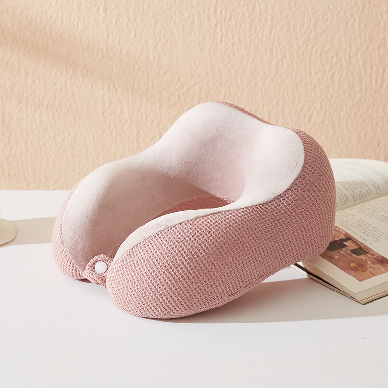 U-Shaped Pillow Memory Foam Slow Rebound Neck Protection Pillow Travel Neck Pillow Print Logo Grid Cloth Hump
