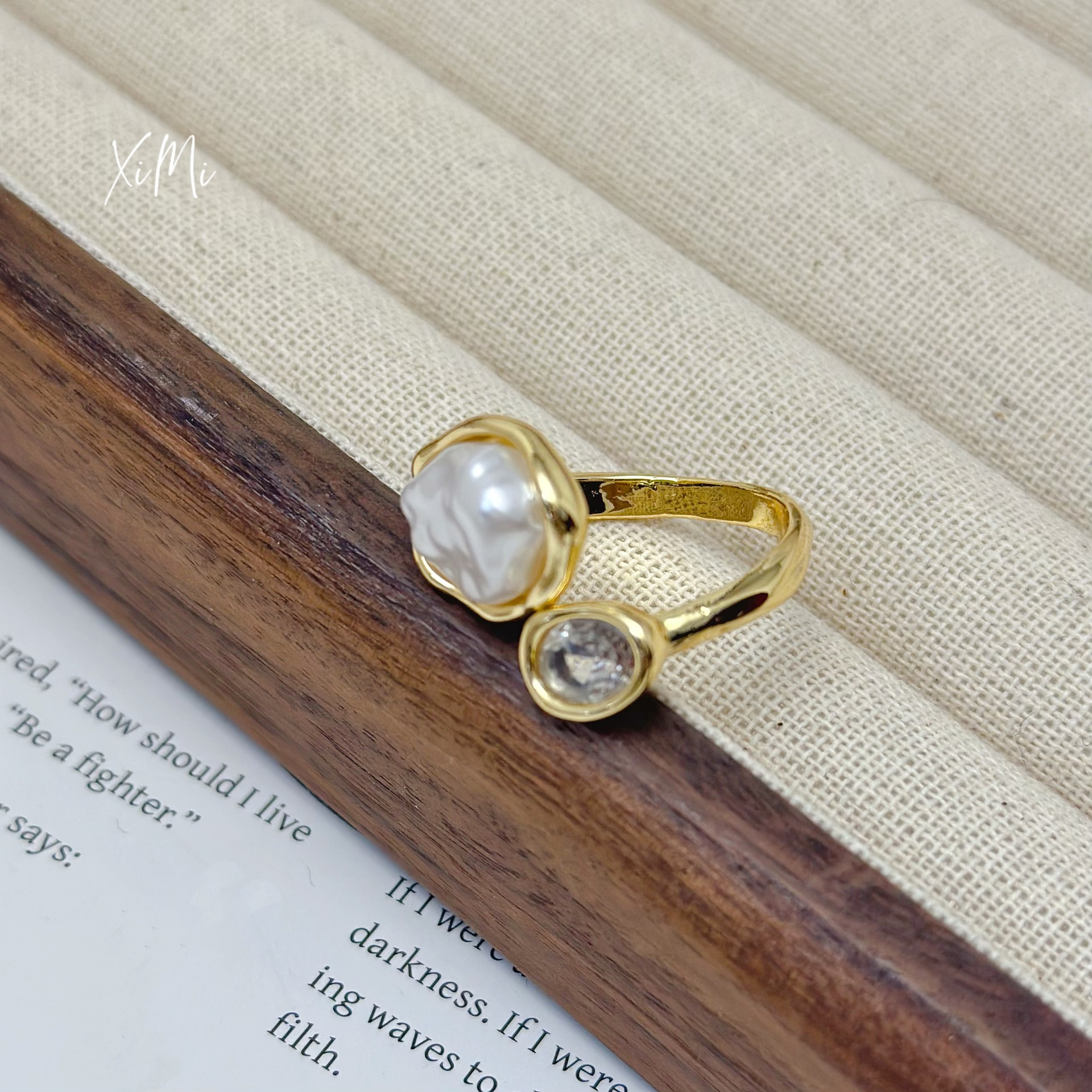 Baroque Pearl Ring Women's Niche Unique Design Index Finger Open Ring Band
