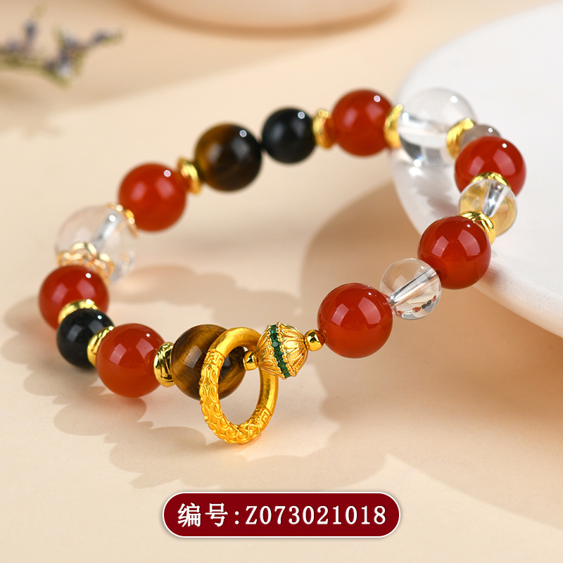 Z073哪吒2系列手链【白水晶红玛瑙多宝手链】