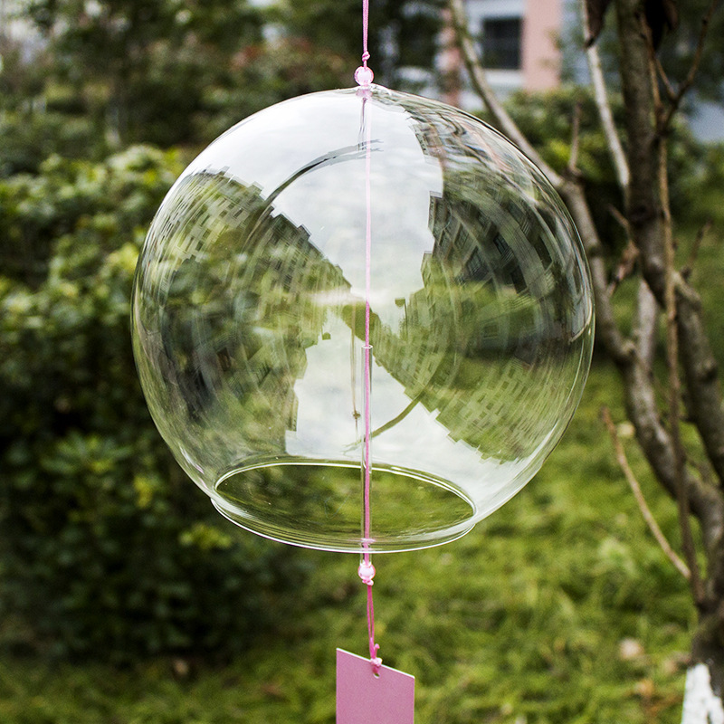 Transparent Glass Wind Chime Student DIY Graffiti Hand-Painted Wind Chime Spring Festival Outdoor Hanging Decoration for Scenic Spots