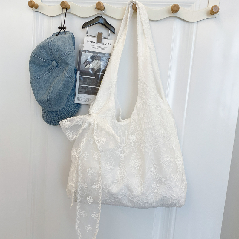 Fresh Lace Flower Canvas Bags Women 2025 New Large Capacity Commute Bags Shoulder Tote Bags