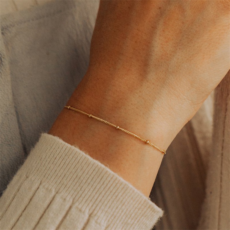 eManco Simple Women's Bracelet Multi-Layer Bead Chain Bracelet Stainless Steel Gold Plated Bracelet Hand Jewelry Distribution