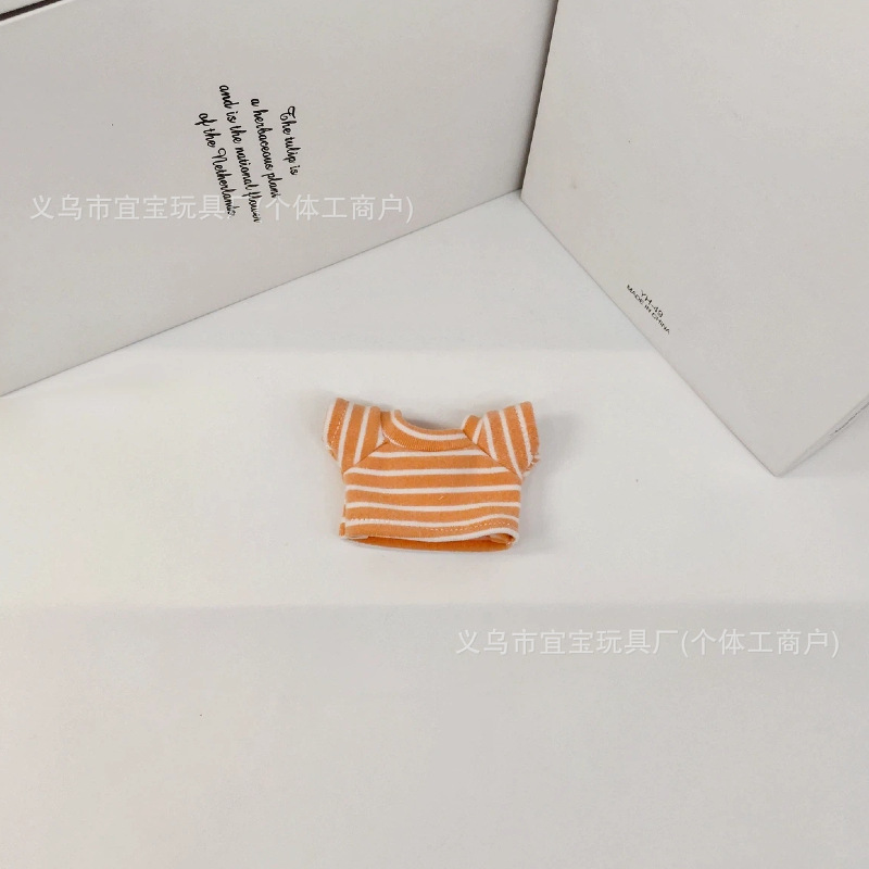 Long Leg KT 10-17cm Doll Clothes Cotton Doll Plush Toy Striped Brushed T-shirt Bag Pendant Matching Accessory Decoration Doll Clothes