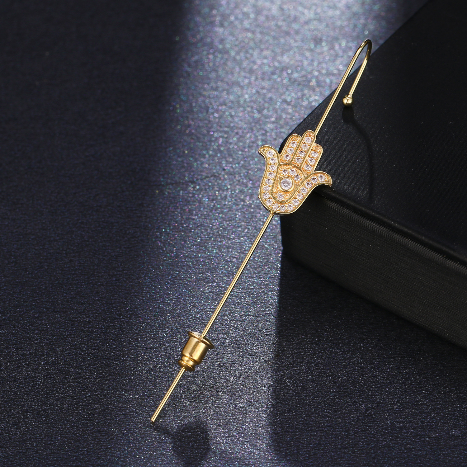Fairy copper zircon gold earrings women ear cuff oblique line ear hook