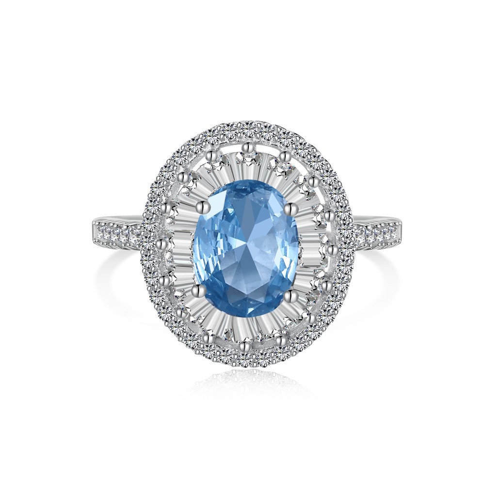 S925 sterling silver ring for women, ice-cut 8A zircon high-carbon diamond ring wholesale