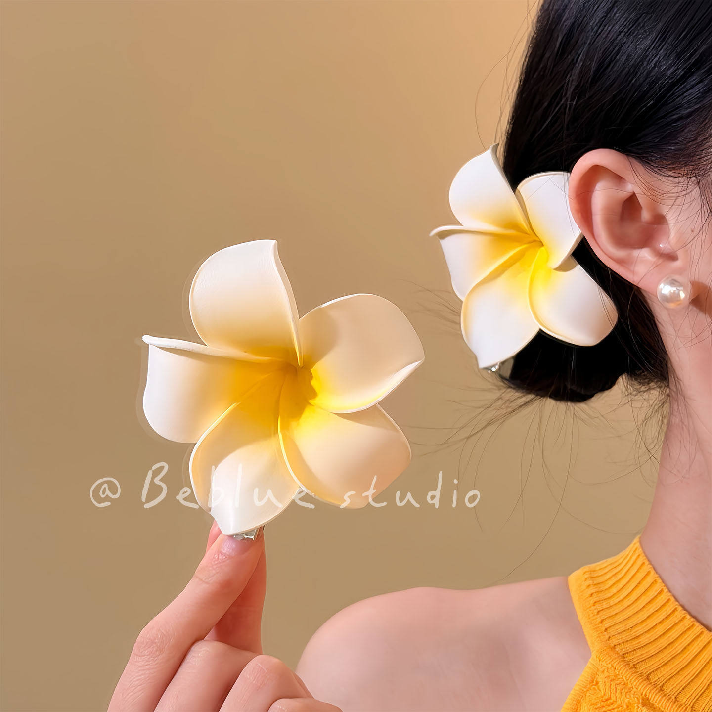 13#春日明媚鸡蛋花侧边夹约9cm【两件】