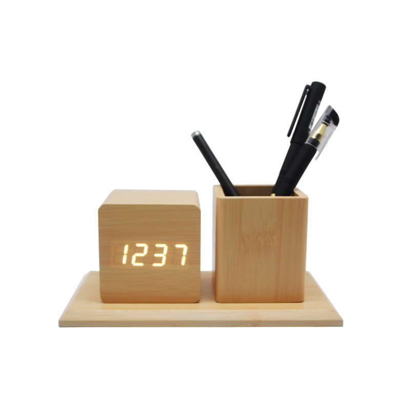 Student Pen Holder Clock Desktop Decoration Simple LED Pen Holder Clock Multifunctional Alarm Clock