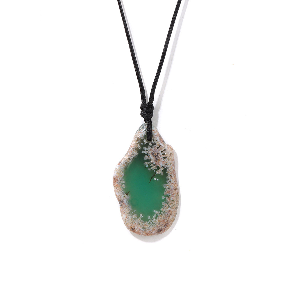 Stone agate slice necklace energy stone irregular shape pendant simple birthstone necklace