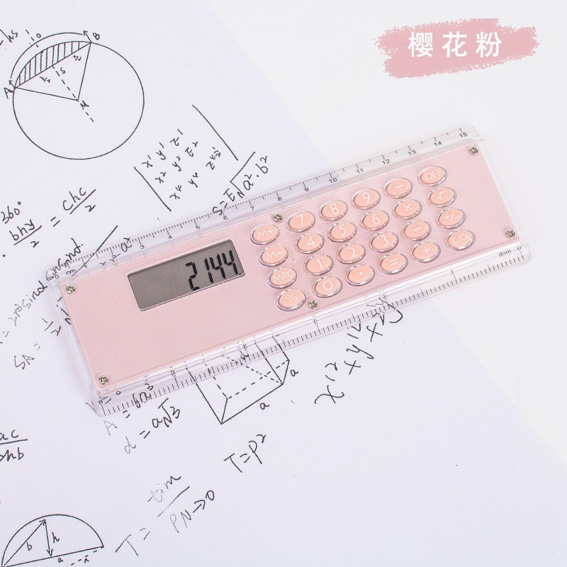 Ruler Calculator, Cartoon Student Stationery Ruler, Double-Sided, Mini Portable Electronic Gift Calculator