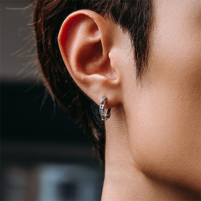Mobius plain circle earrings for men, handsome ear studs earrings ear hoop ear jewelry