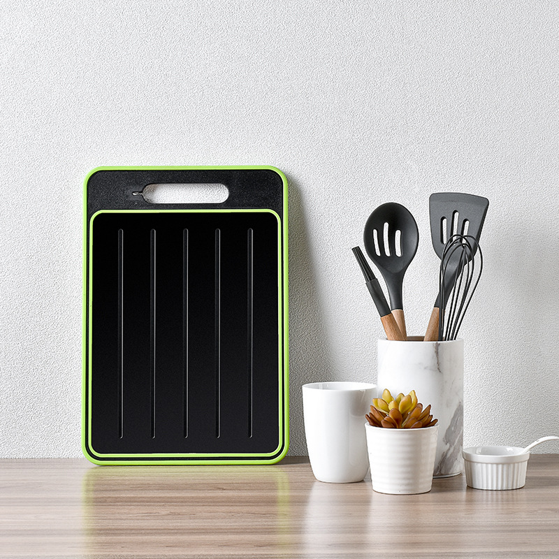 Multifunctional Double-Sided Quick Thawing Aluminum Alloy Spray Paint Double-Sided Cutting Board with Knife Sharpener Double-Sided Grinding Chopping Board