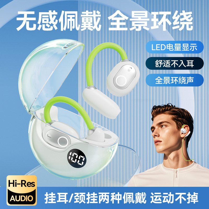 OWSM80 New Transparent Ear Clip Bluetooth Earphone with Bright Display and Long Battery Life Open Ear Headphones
