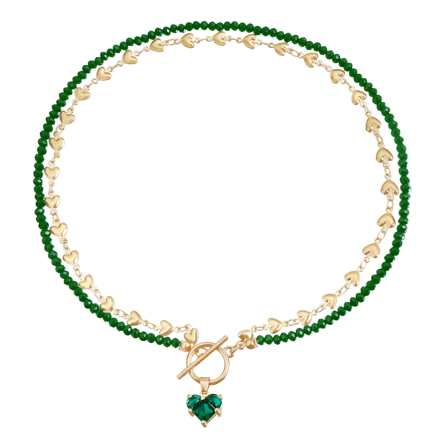 Accessories Rhinestone Love Zircon Pendant Love Chain Choker Sweet and Cool Sexy OT Buckle Necklace