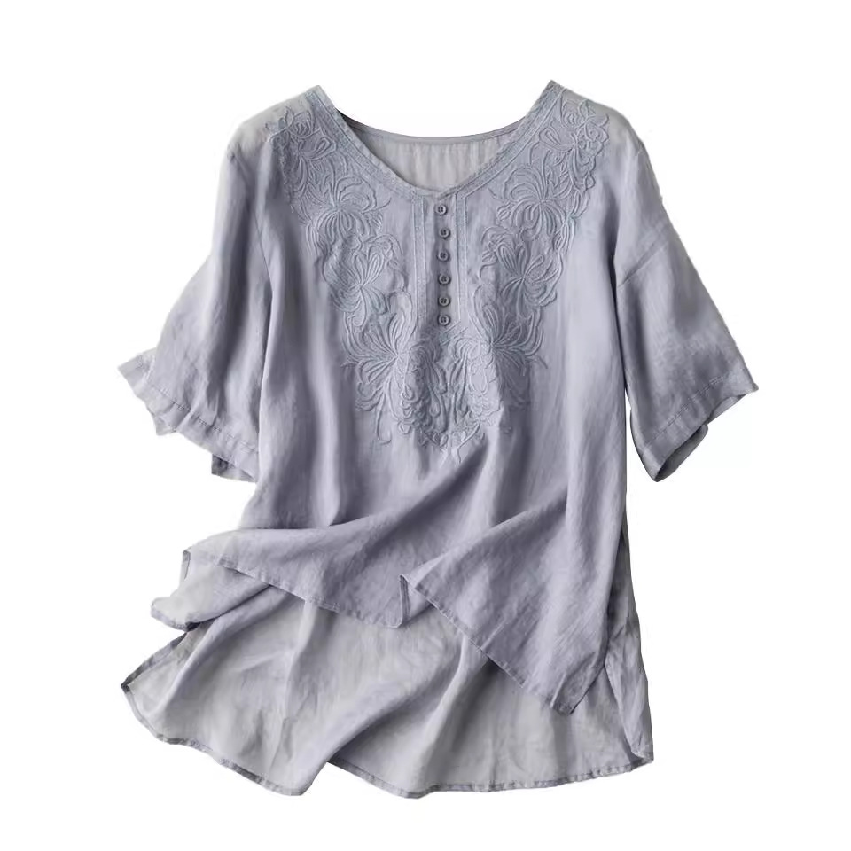 Loose shirt women's spring summer women's embroidered shirt ebay
